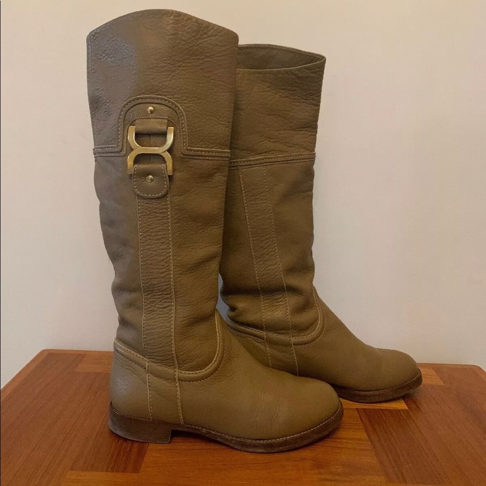 Chloe Tan Leather Boots Brass 6 36 Box Dust Cover